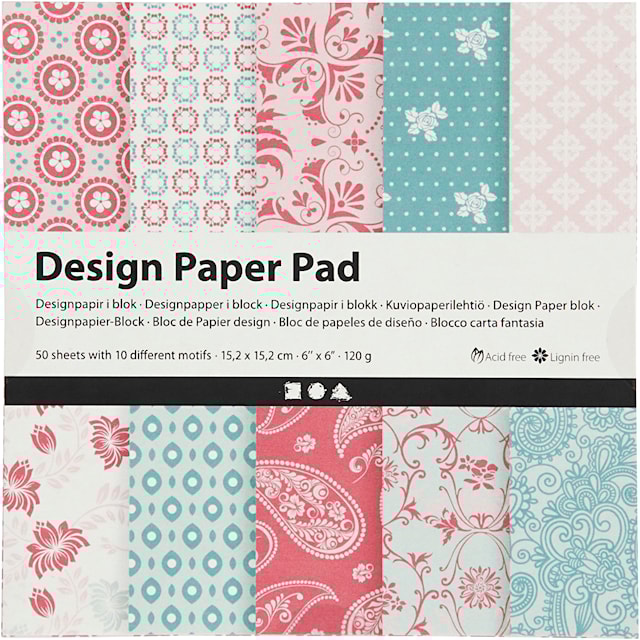 Produktbild 1 för Designpapper Paperpad Rosa och Turkos 50 sidor Creativ Company