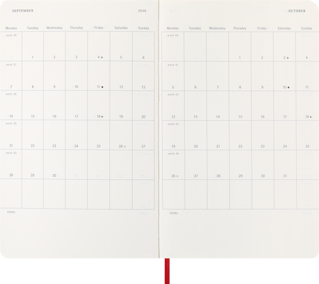 Produktbild 3 för Kalender 2026 Classic Soft 12M Week Note Large Röd Moleskine