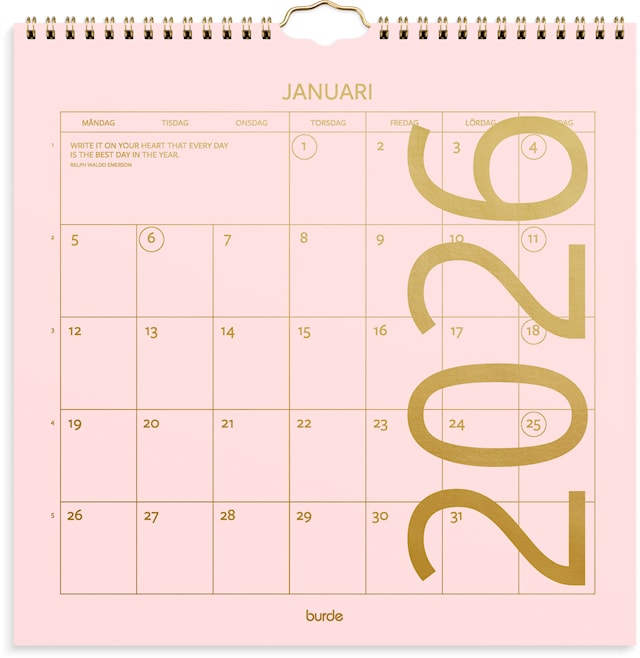 Tuotekuva 1 - Väggkalender 2026 Color 300x300 mm Burde