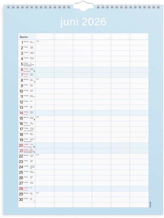 Produktbild 3 för Familjekalender 2026 Praktisk  295x390 mm Burde