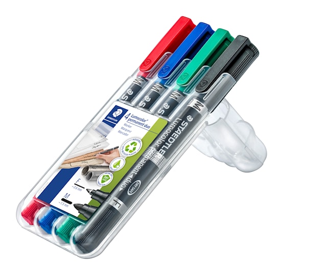 Tuotekuva 3 - Kaksikärkinen Permanenttikynä Lumocolor Duo 4 kpl Staedtler
