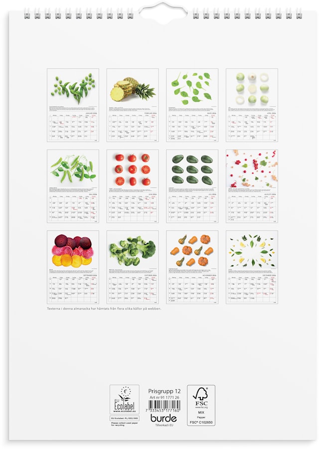 Produktbild 3 för Väggkalender 2026 A4 Gröna Tips Burde