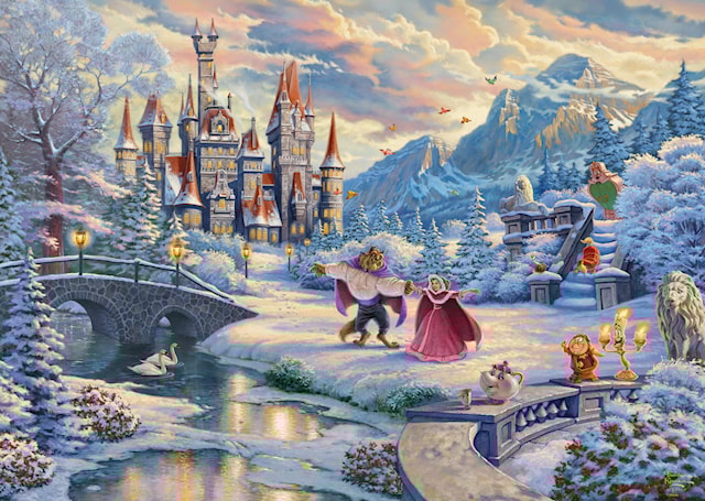 Tuotekuva 2 - Disney Beauty and the Beast Winter Thomas Kinkade Palapelit 1000 palaa Schmidt