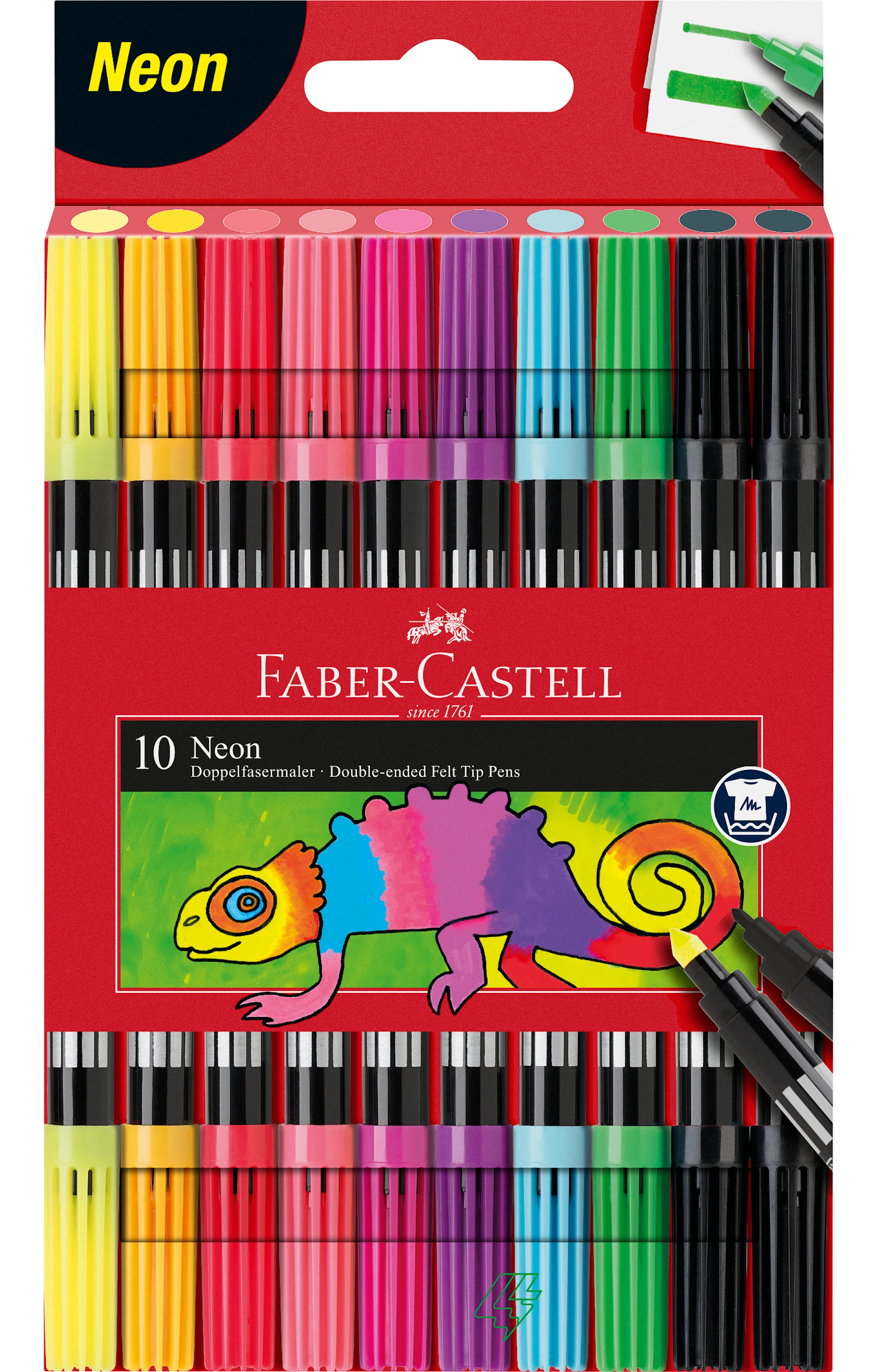 Produktbild för Tuschpenna med dubbelspets Neon 10-pack Faber Castell