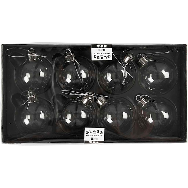 Produktbilde 4 for Glasskule, H: 6,9 cm, dia. 5,9 cm, transparent, 8 stk./ 1 pk.
