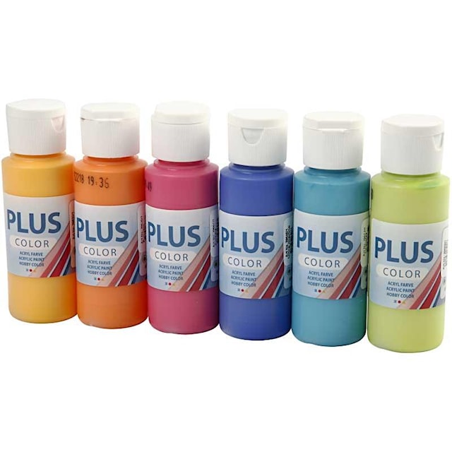 Tuotekuva 2 - Plus Color- Askartelumaali, värikäs, 6x60 ml/ 1 pkt