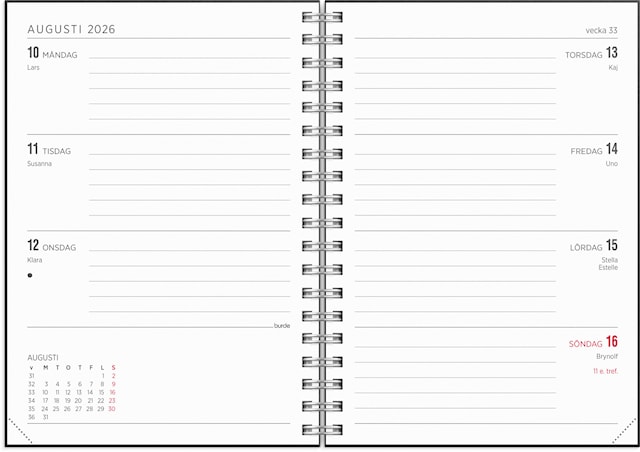 Tuotekuva 2 - Kalender 2026 A6 Senator Textile Svart Burde