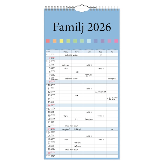 Produktbild 1 för Familjekalender Färg 2026