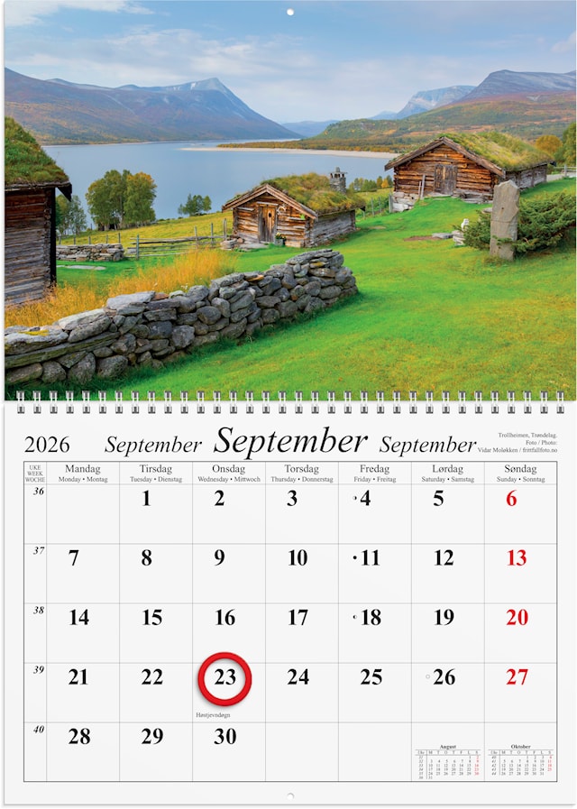 Produktbilde 3 for Magnetkalender 2026 A4 Vakre Norge GRIEG