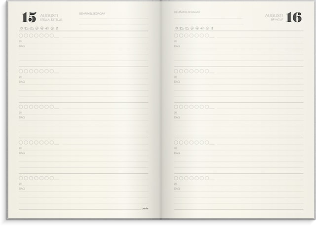 Produktbild 2 för 5-årsdagbok Linnetextil Ljusgrå, Burde