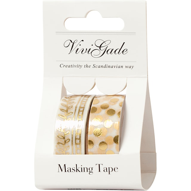 Produktbilde 2 for Maskeringstape, ranger og prikker - folie, B: 15 mm, gull, 2x4 m/ 1 pk.