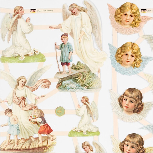 Produktbilde 3 for Glansbilder, nostalgiske engler, ark 16,5x23,5 cm, 2 ark/ 1 pk.