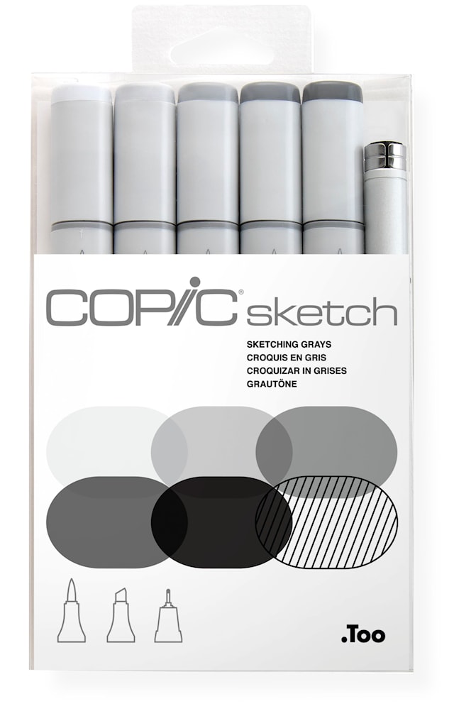 Produktbild 1 för Copic Sketch Gråa kulörer + En St Multiliner