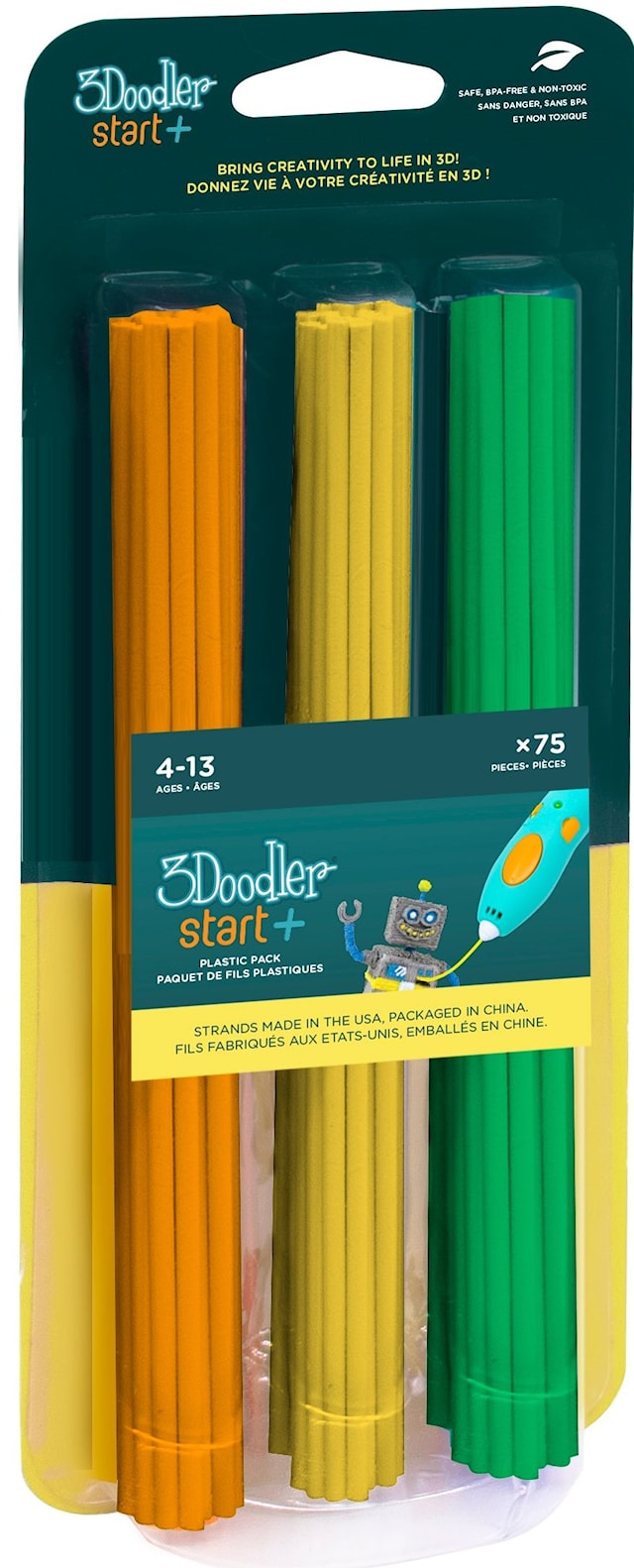 3Doodler Refill START Mix 2 Grön, Gul, Orange 75-Pack