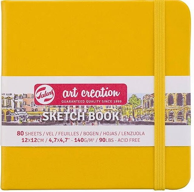 Produktbild 1 för Skissbok Golden Yellow 12x12 cm 140g 80 creme vita sidor Talens Art Creation