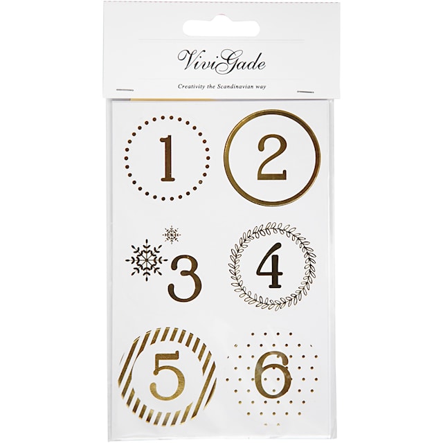 Produktbilde 3 for Kalendertall, dia. 40 mm, ark 9x14 cm, gull, hvit, 4 ark/ 1 pk.