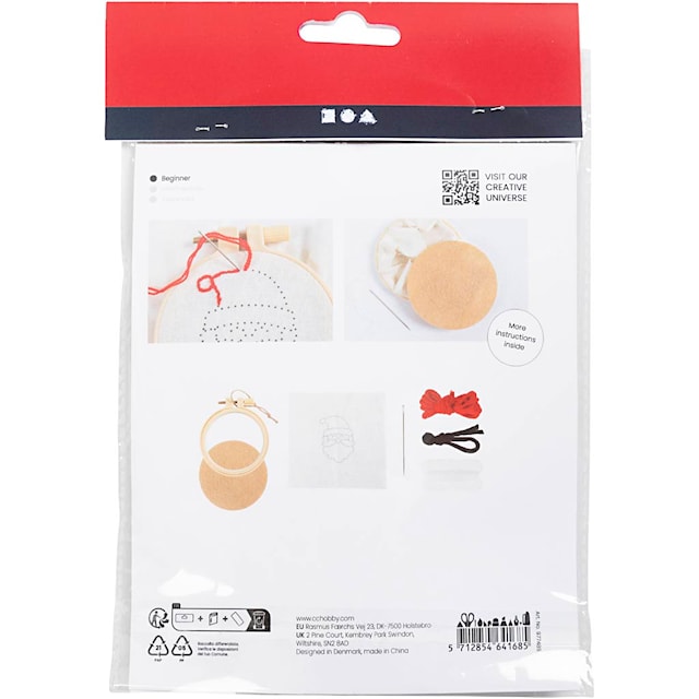 Produktbild 2 för Mini DIY Kit Broderi, Jultomte, 1 förp.