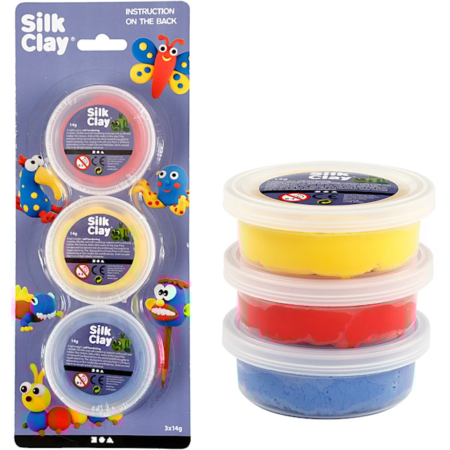 Produktbilde 1 for Silk Clay®, blå, rød, gul, 3x14 g/ 1 pk.