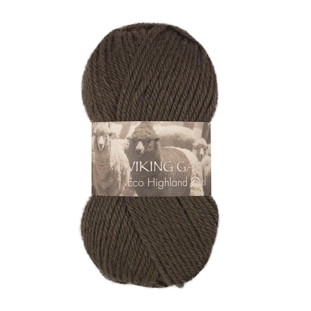 Highland Eco Wool Garn 50 g Mørk brun 218 Viking Garn