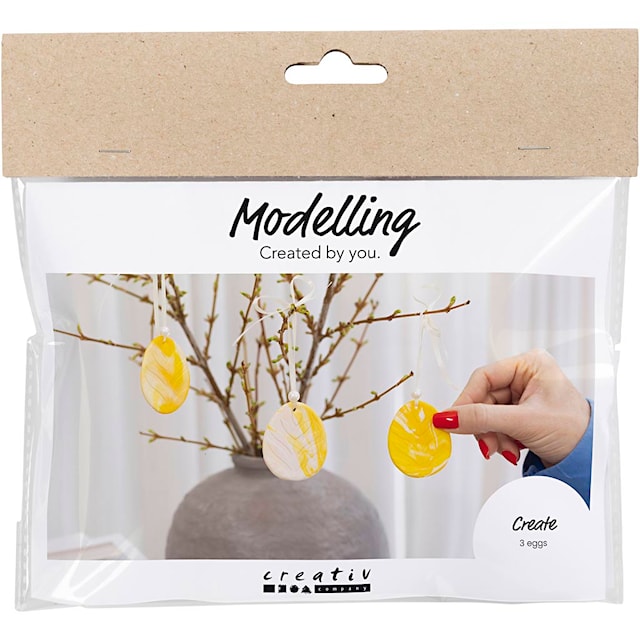 Produktbilde 1 for Mini DIY Kit Modellering, egg, lys gul, pastellfarger, 1 pk.