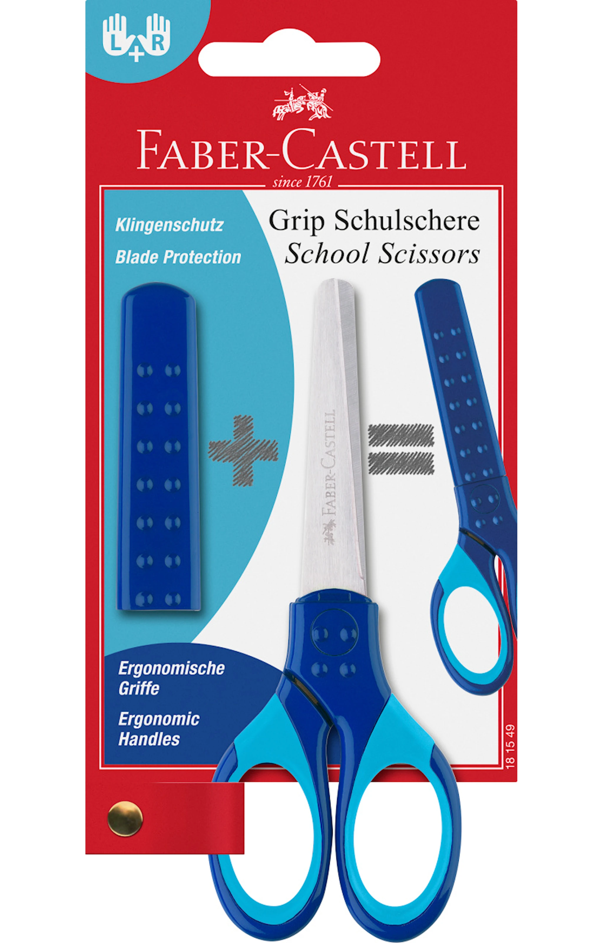 Produktbild för Grip School, Sax, Blå, höger och vänsterhänta barn, Faber-Castell