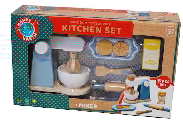 Köksset med Mixer i Trä, 8 Delar