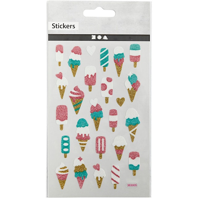 Produktbilde 2 for Glitterstickers, iskrem, ark 10x16 cm, 1 ark