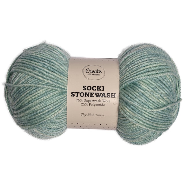 Tuotekuva 1 - Socki Stonewash 100 g Sky Blue Topaz B186 Adlibris