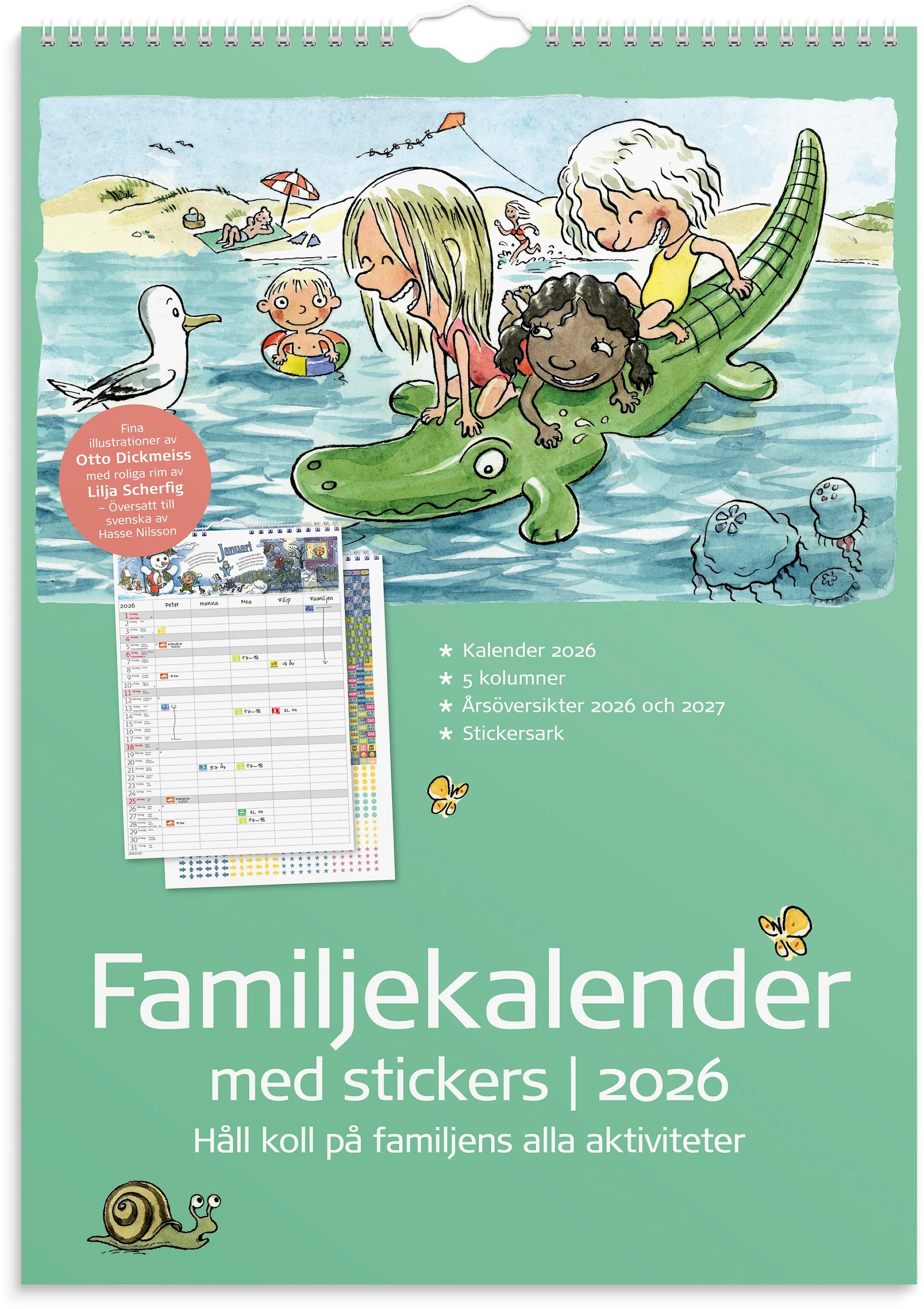 Produktbilde for Familjekalender 2026 A3 Stickers Burde