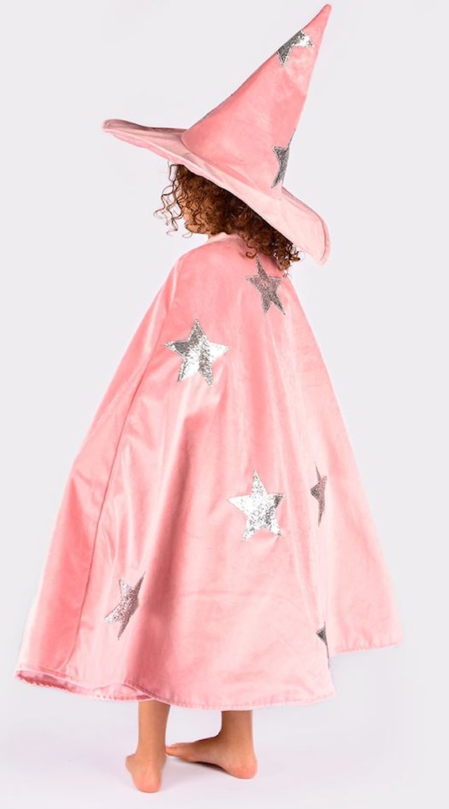 Produktbild 2 för Cape med Hatt Sammet Dusty Pink 104-128 cl Den God Fen