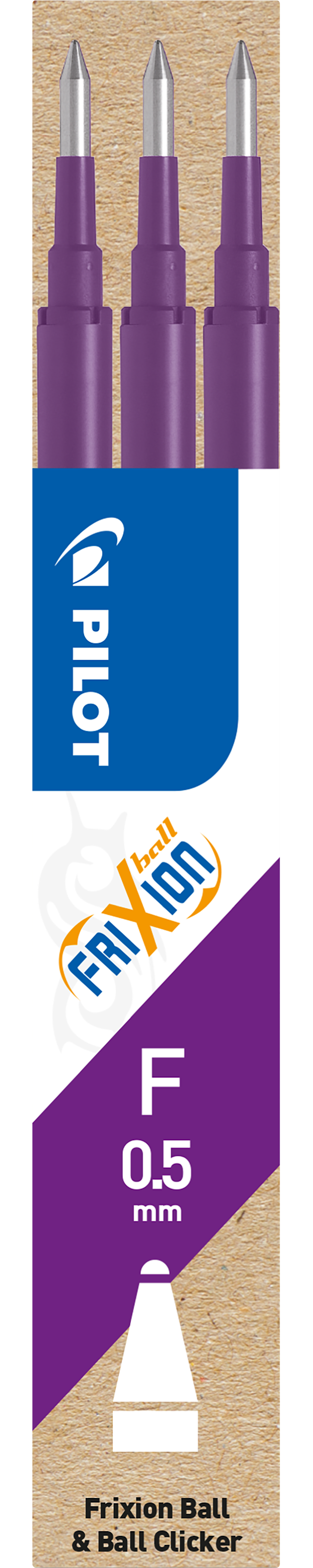 Produktbild 1 för Refill Frixion Ball Clicker 0,5 Violett 3-p, Pilot