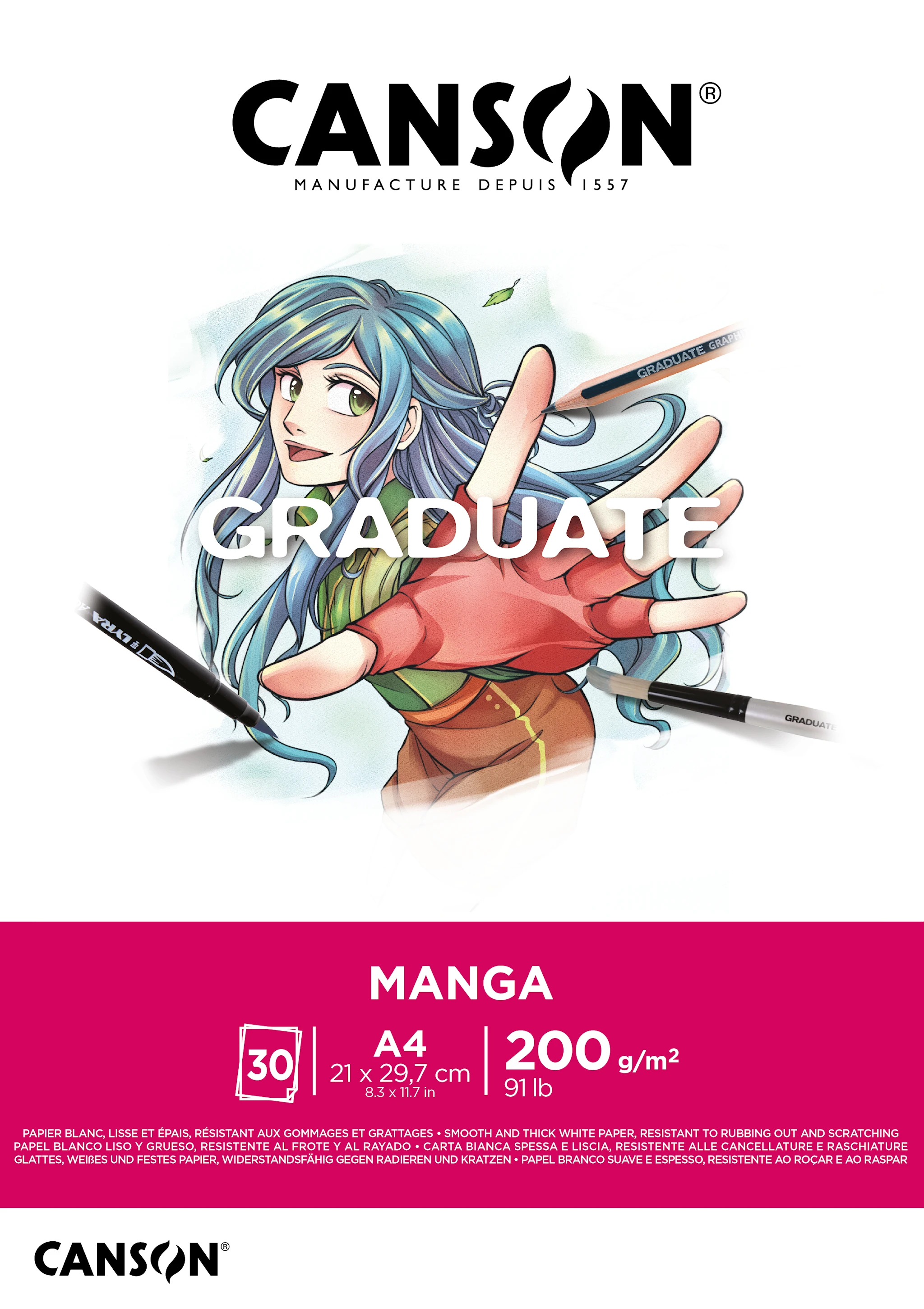 Tuotekuva ille Luonnoslehtiö Manga A4 200g 30 arkkia Lyra Graduate