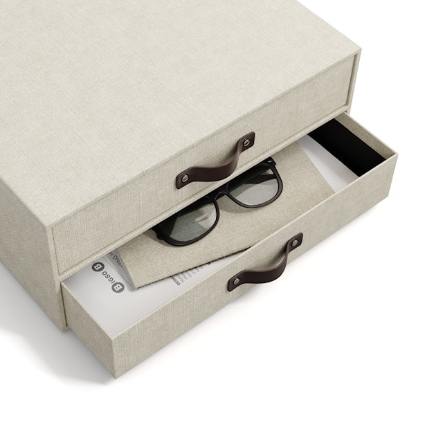 Produktbild 2 för Skrivbordsbyrå med 2 lådor håller A4 Linen Bigso Box of Sweden