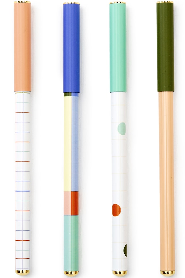 Produktbild 1 för Kulspetspenna grafiska mönster 4-pack Inkerie