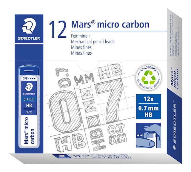 Produktbild 2 för Stift till stiftpenna Mars Micro 0,7mm HB 12-pack Staedtler