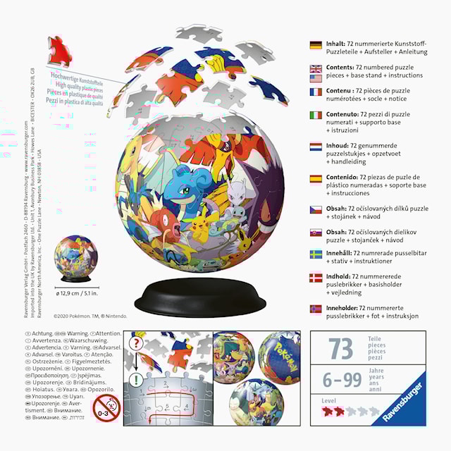 Produktbild 3 för Pokémon boll 3D Pussel 72 bitar Ravensburger