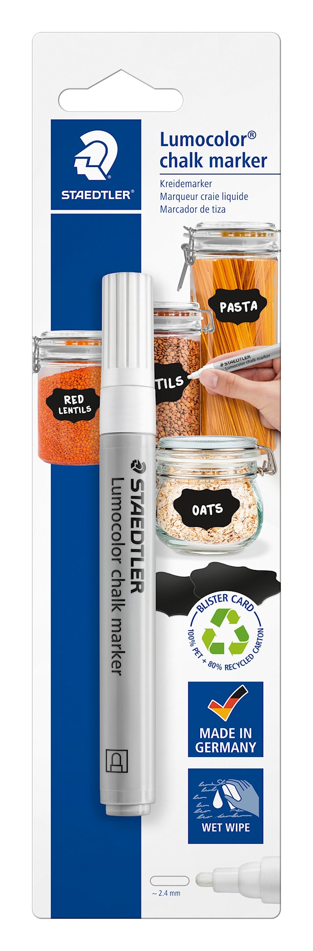 Lumocolor Chalk Marker, 2,4 mm, valkoinen, Staedtler