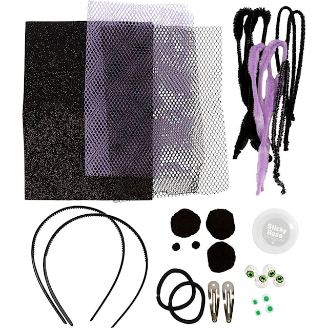 Produktbilde 4 for Mini DIY Kit Skummel Utkledning, Hårbøyler, hårspenner og hårbånd, svart, lilac, purple, 1 pk.