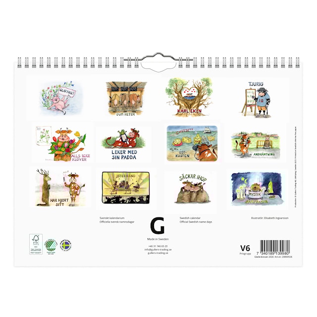 Produktbild 2 för Väggkalender Glada Kossan 2026