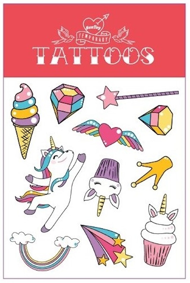 Produktbild 1 för Tatueringar Enhörning 4 olika ark