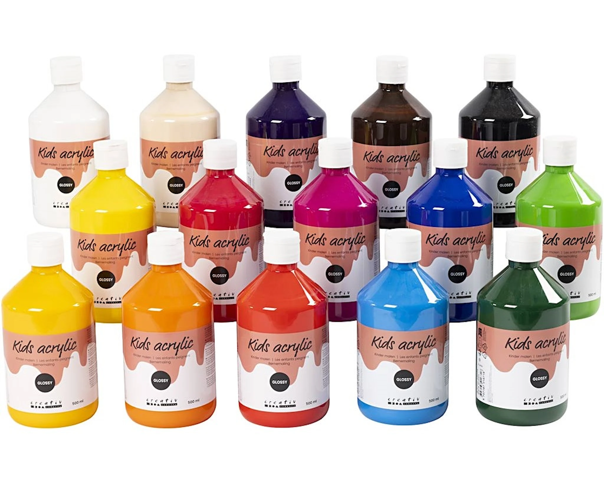 Produktbilde for Akrylmaling Blank, ass. farger, 15x500 ml/ 1 pk.