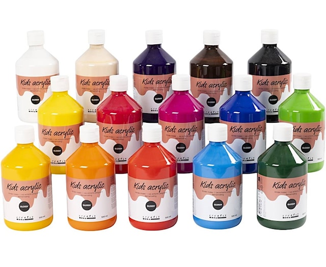 Produktbilde 1 for Akrylmaling Blank, ass. farger, 15x500 ml/ 1 pk.