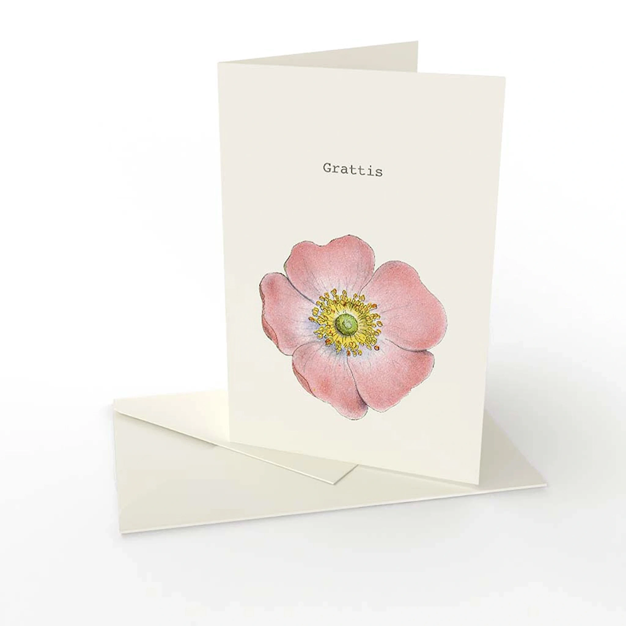 Produktbild för Födelsedagskort dubbelt med kuvert Grattis 1-pack Gullers