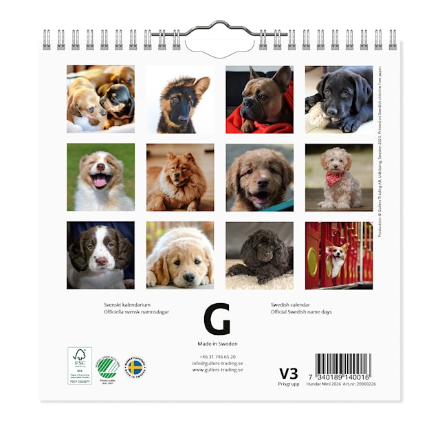 Produktbild 3 för Väggkalender Hundar Mini 2026