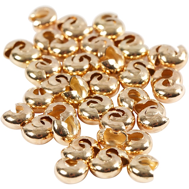 Produktbilde 3 for Knuteskjulere til elastikk, dia. 5 mm, forgylt, 50 stk./ 1 pk.