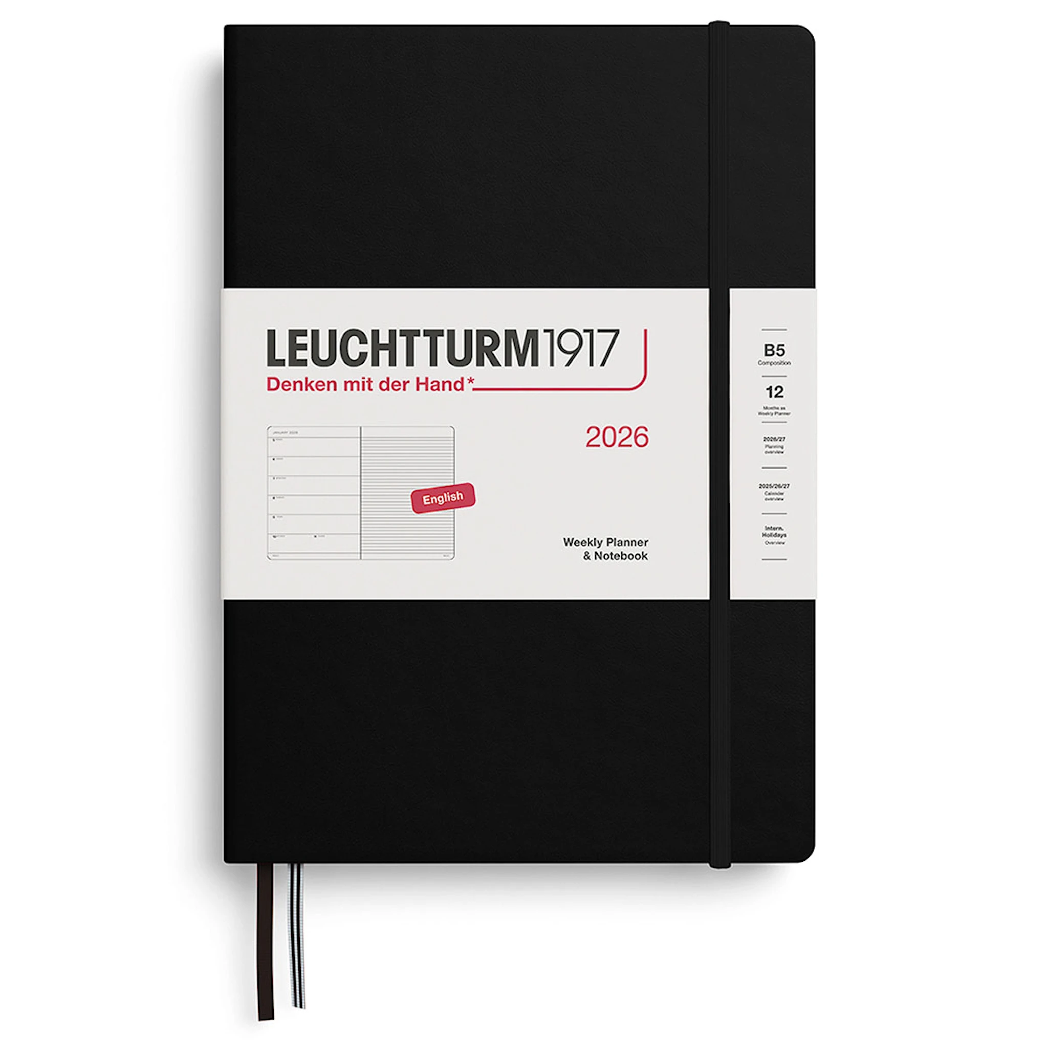Produktbilde for Weekly Planner & Notebook 2026 B5 Black Leuchtturm1917