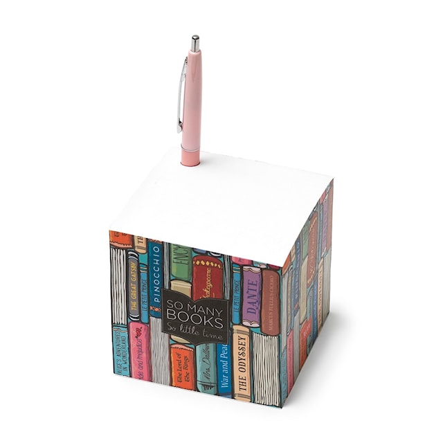 Tuotekuva 2 - Muistilappublokki Kirjat Kynänreiällä 9x9 cm Happy Memo