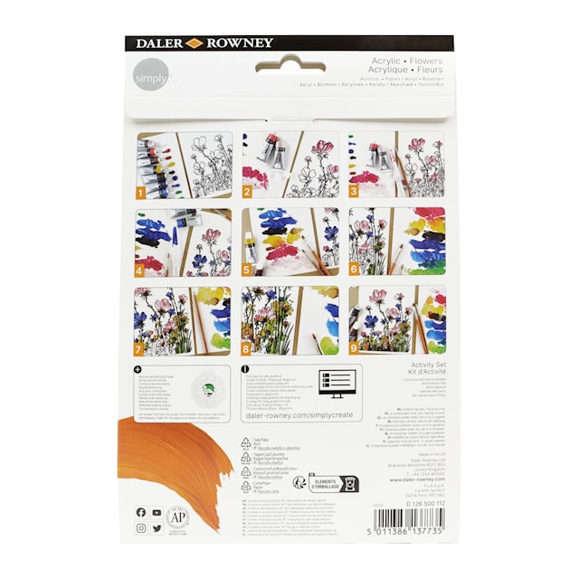 Produktbilde 3 for Aktivitetssett 'Blomster' Akrylmaling, Daler-Rowney Simply