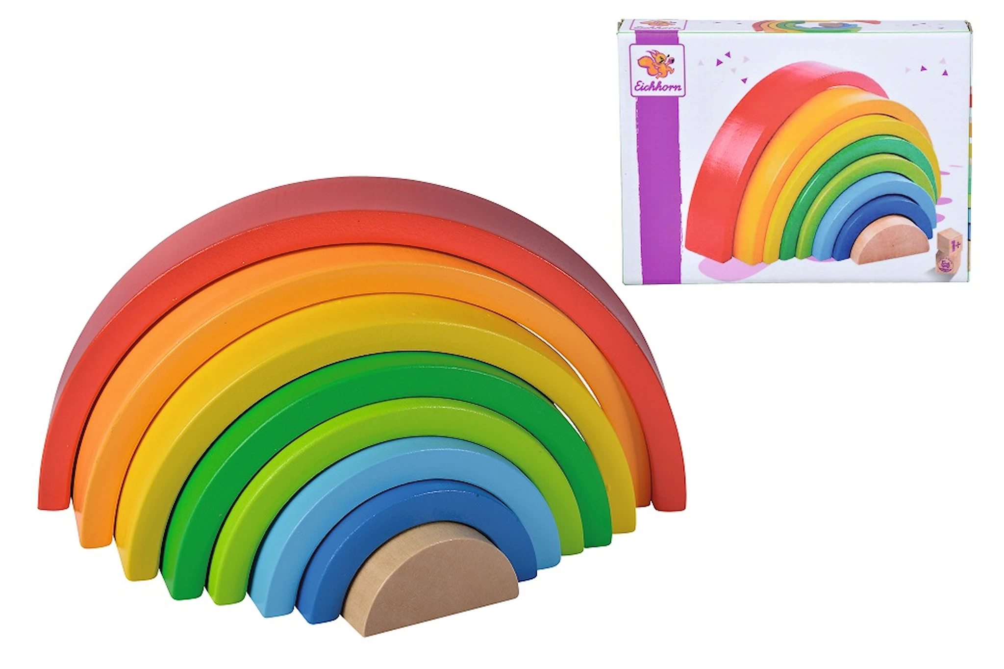 Produktbild för Regnbåge Staplingsleksak i trä, Eichhorn