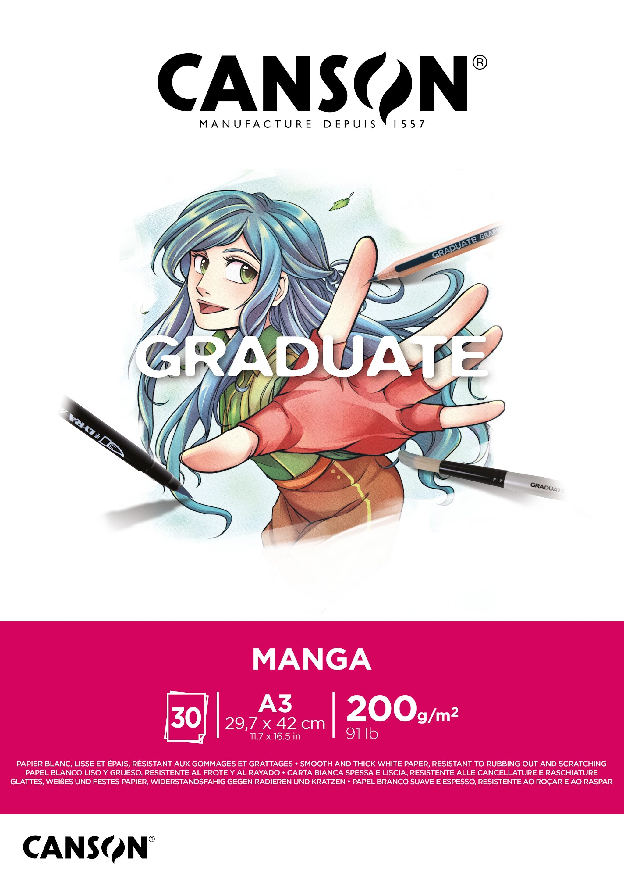 Produktbild för Skissblock Manga A3 200g 30 ark Lyra Graduate